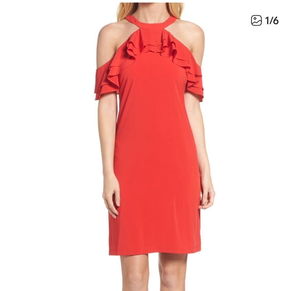 Stylish Red Cold Shoulder Dress